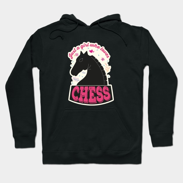 Just A Girl Who Loves Chess. Perfect Funny Chess Girls and Lovers Gift Idea, Retro Vintage Hoodie by VanTees